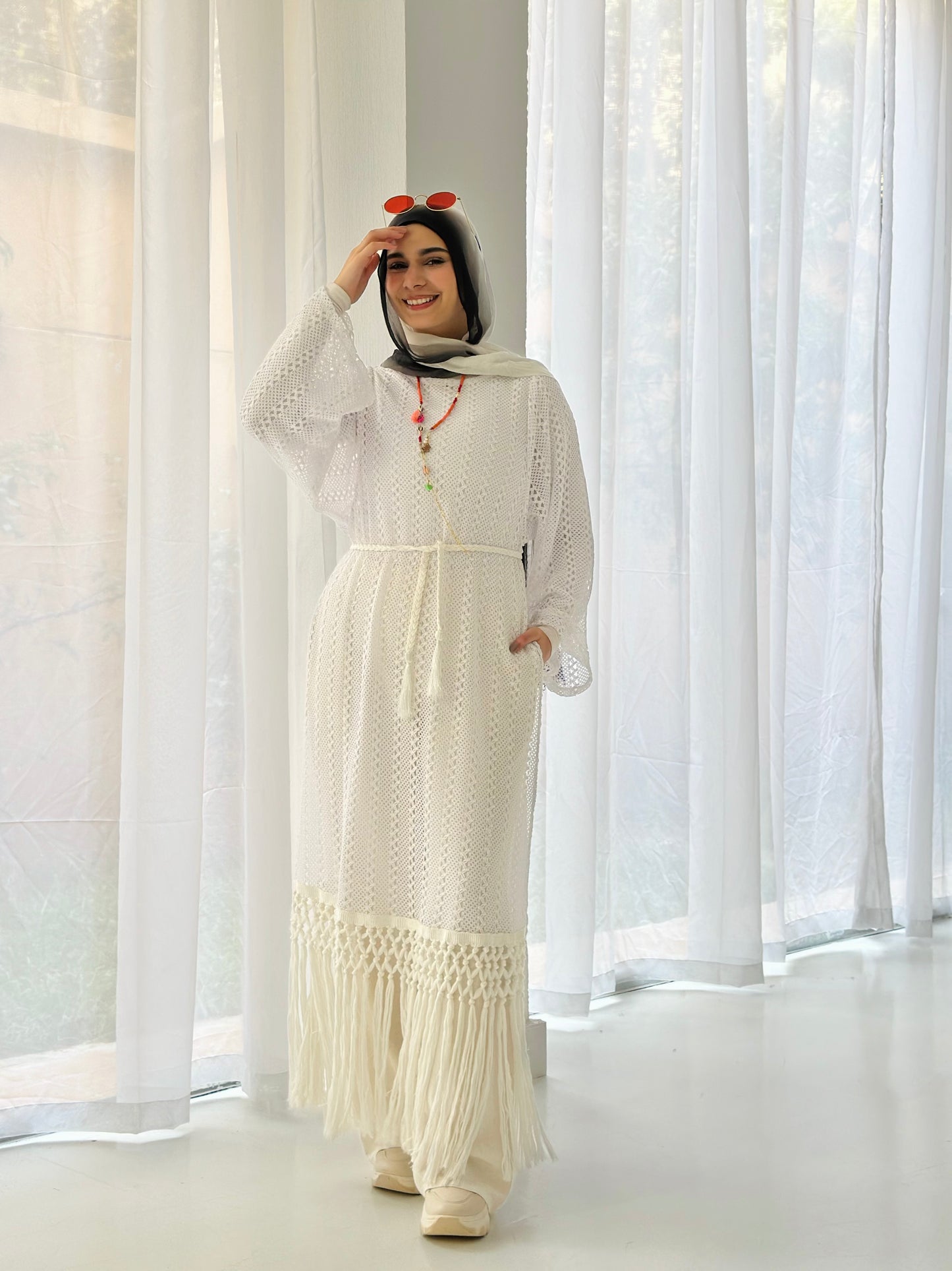 Fringes Dress - White