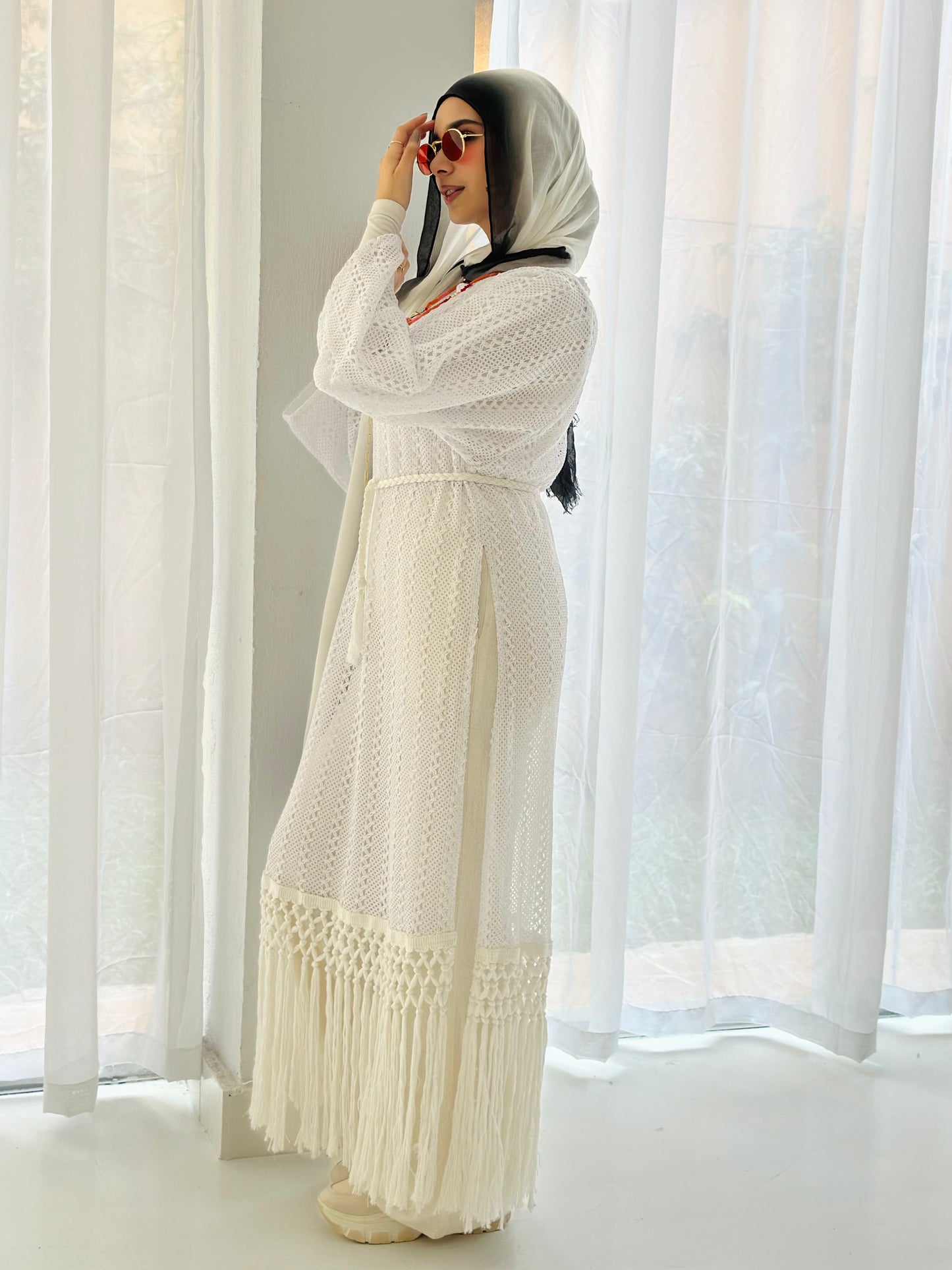Fringes Dress - White