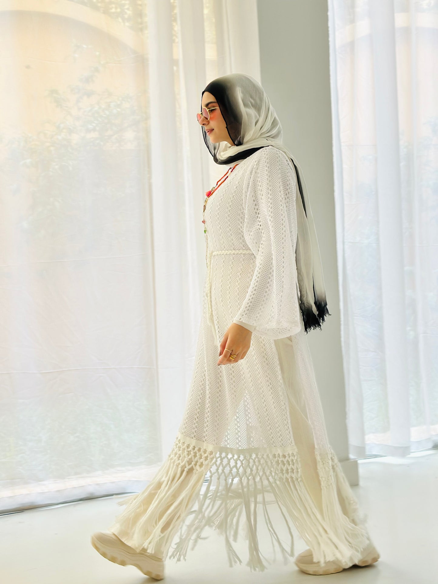Fringes Dress - White
