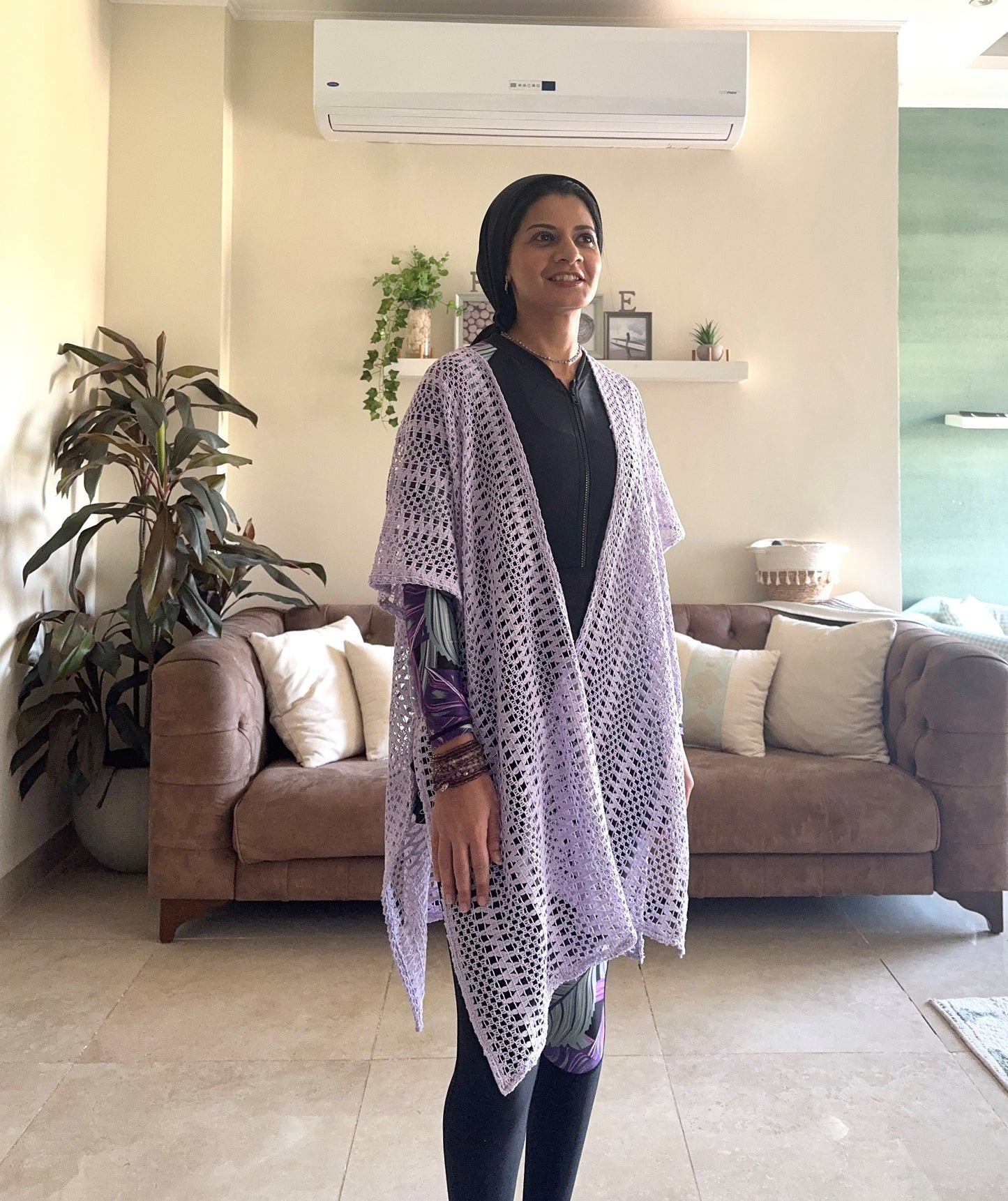 Dual Net Cardigan - Purple