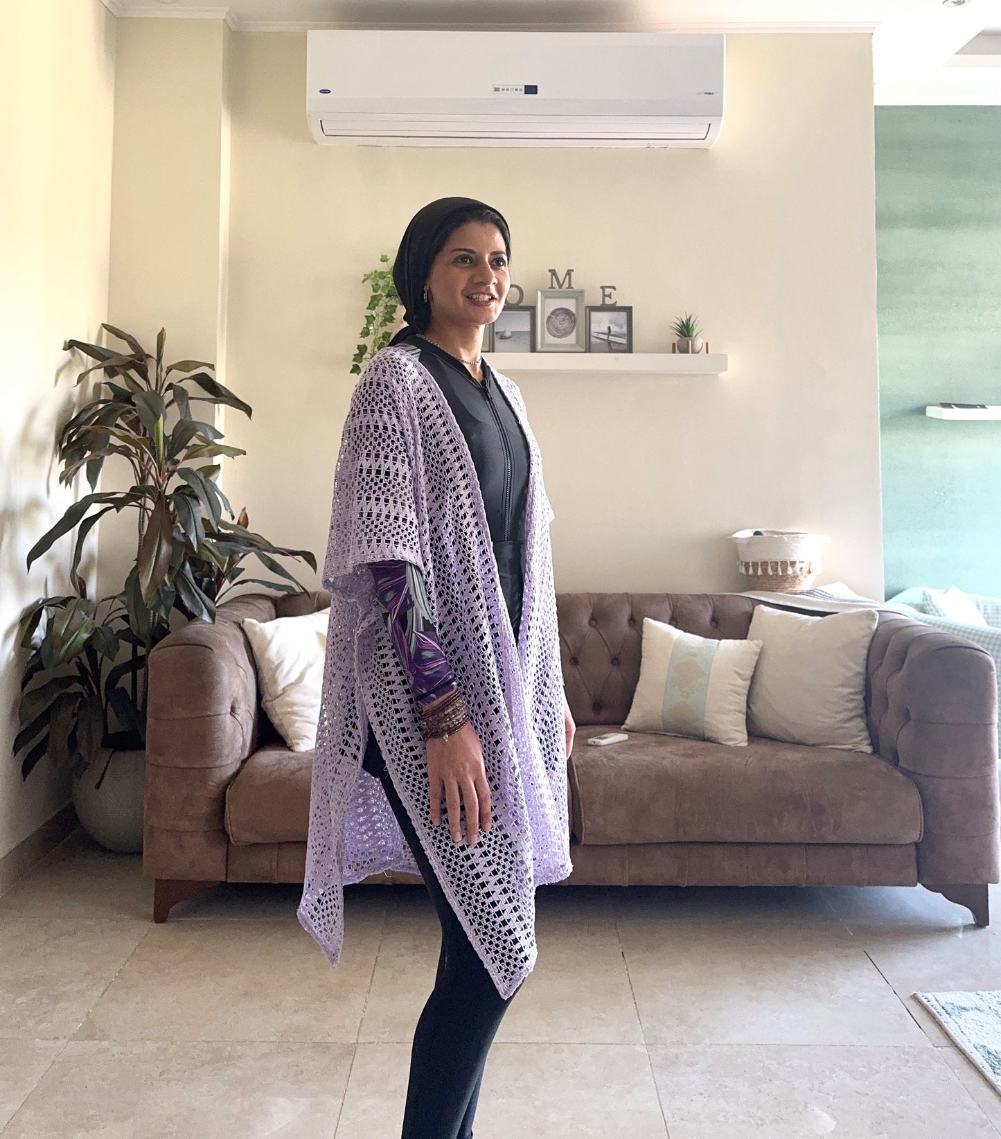 Dual Net Cardigan - Purple
