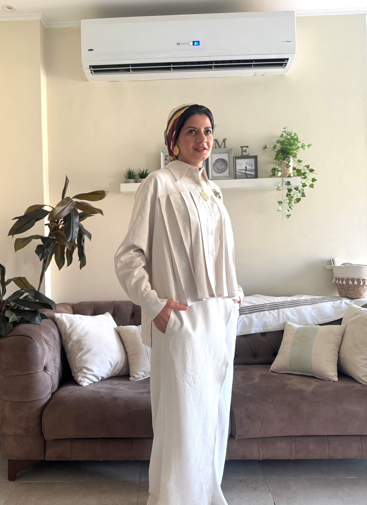 Pleated Elegance Set - Beige