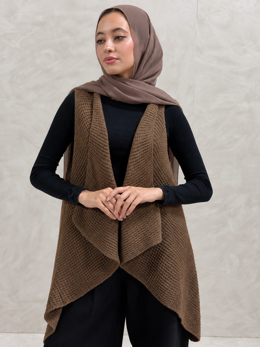 Knit Flow Vest - Brown