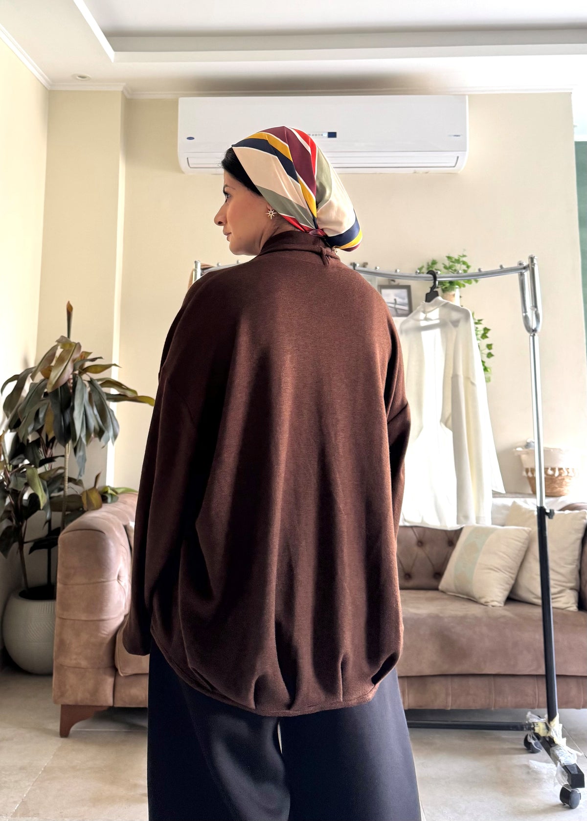 Balloon Knit Cardigan - Brown