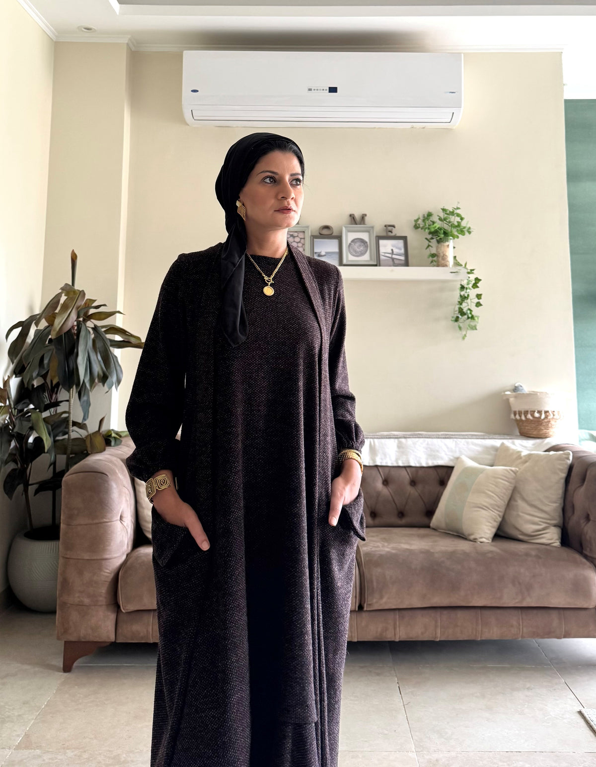 Balloon Dress - Brown