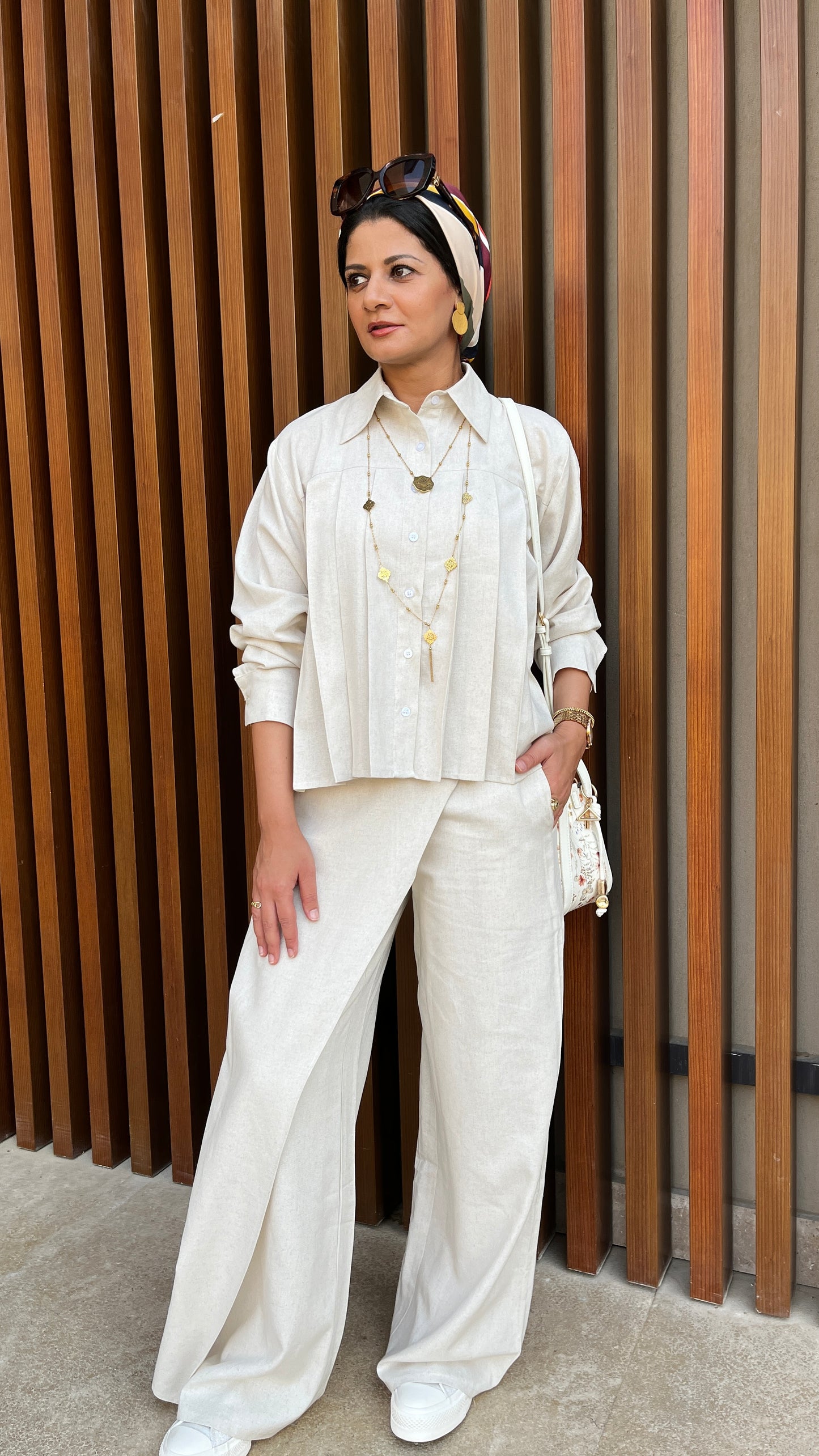 Pleated Elegance Set - Beige