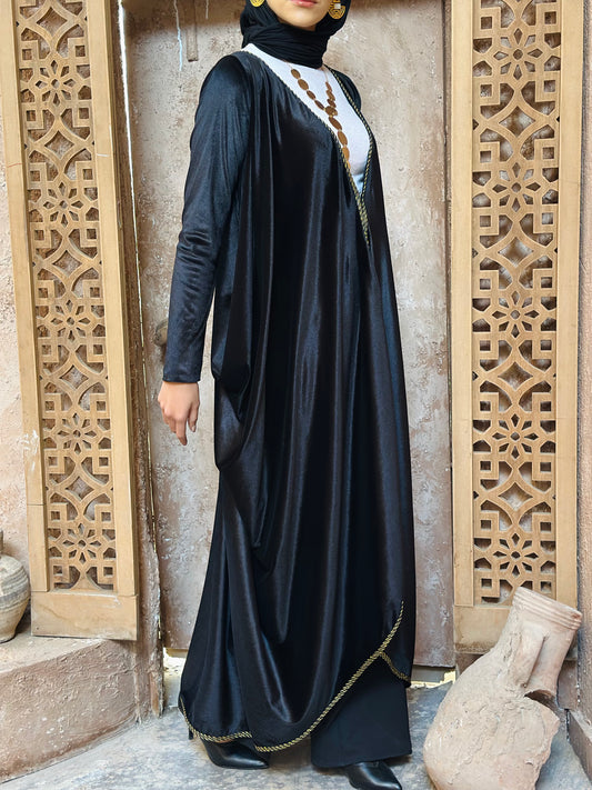 Drape Velvet Kaftan - Black