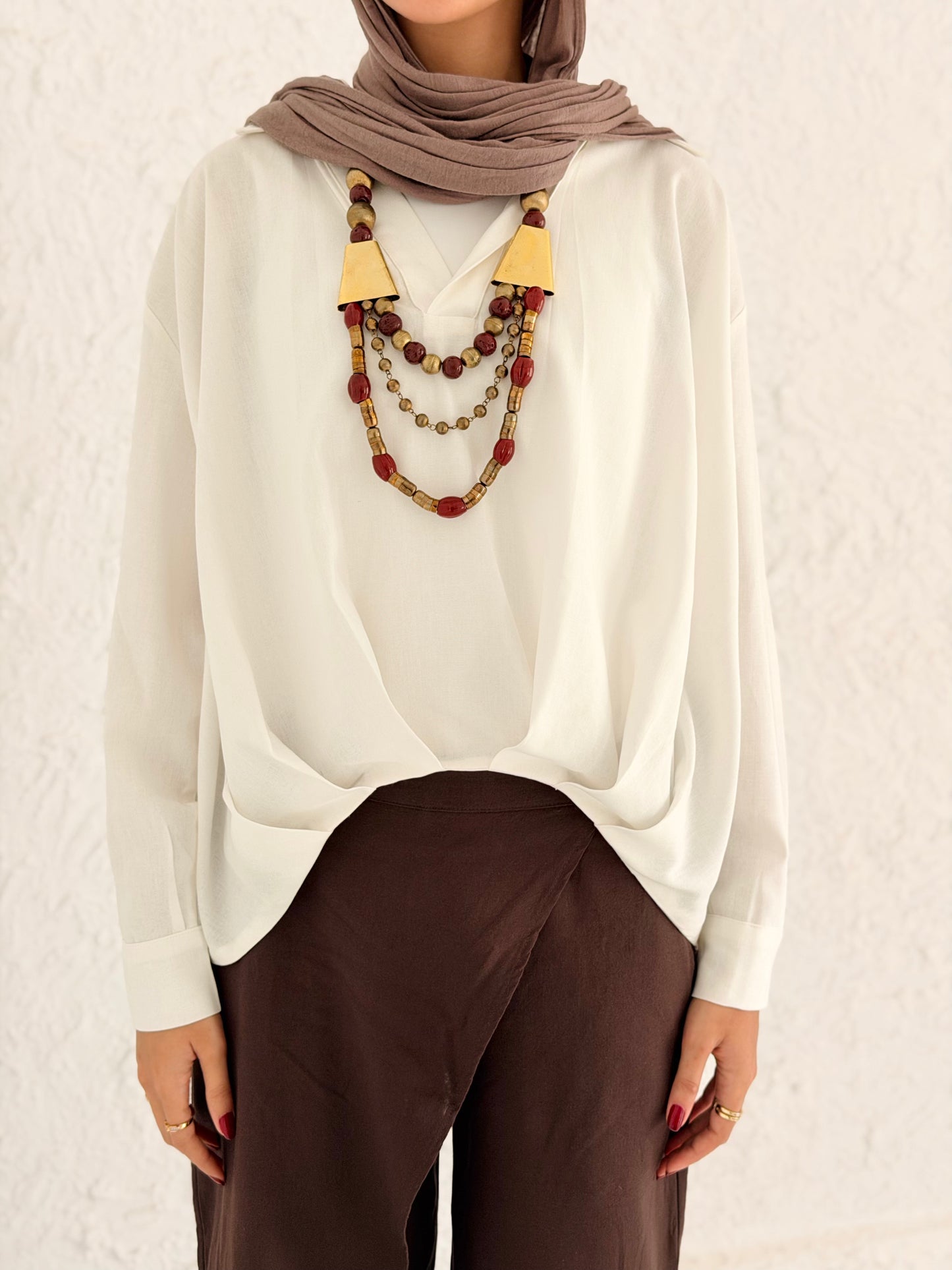 Linen Shirt With Balloon Hem - White