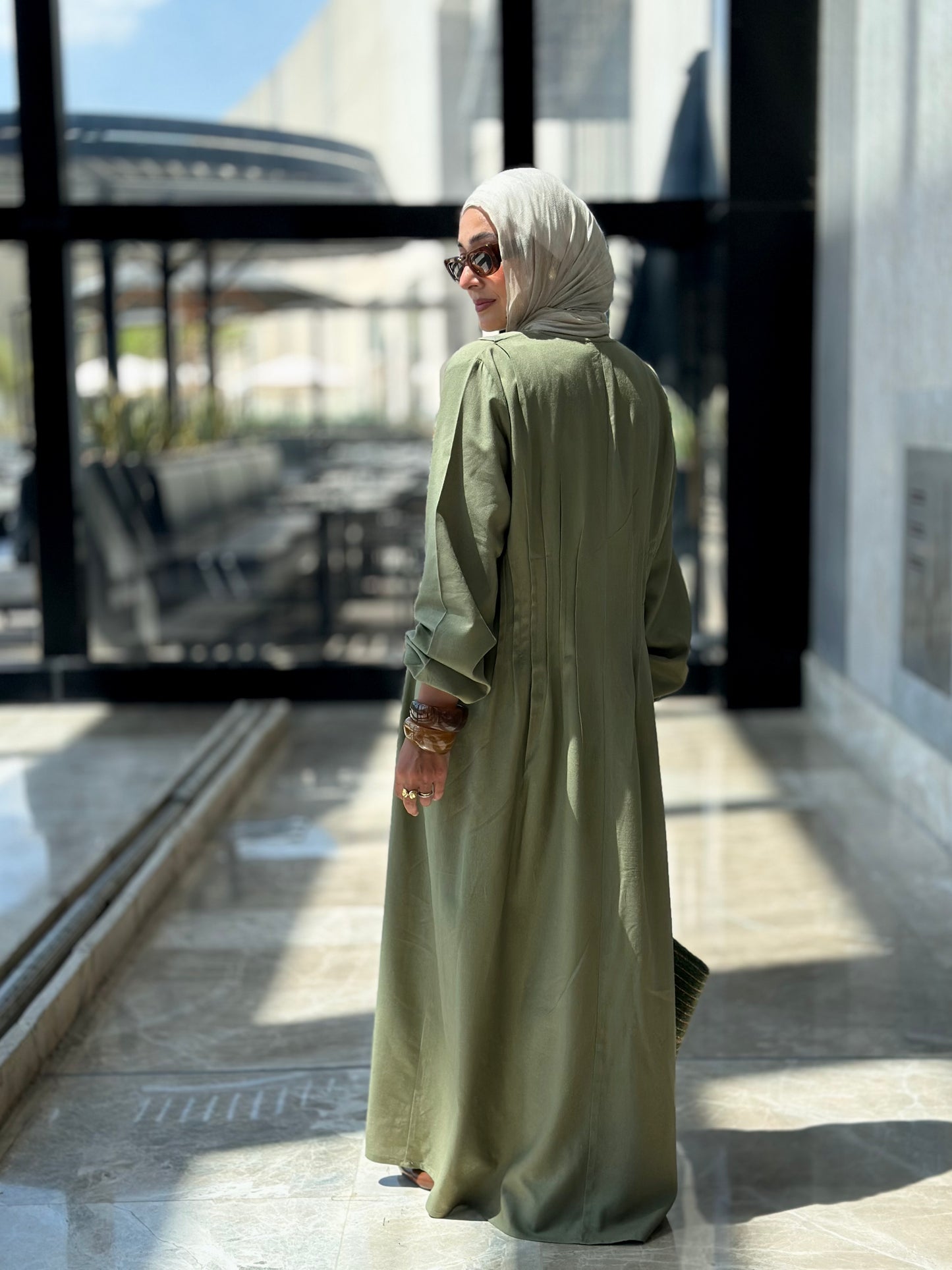 Nefertari Pleats Dress - Olive