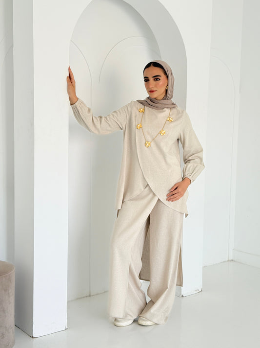 Linen Wrap Set - Beige