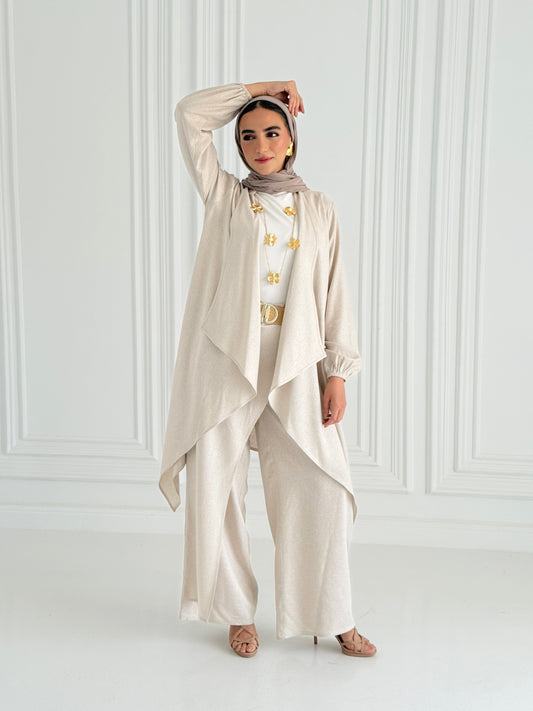 Linen Flowy Set - Beige