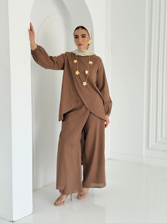 Linen Wrap Set - Brown