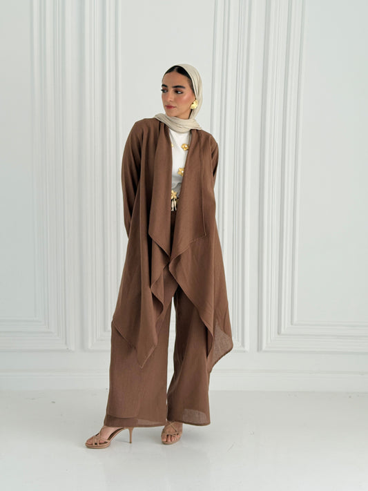Linen Flowy Set - Brown