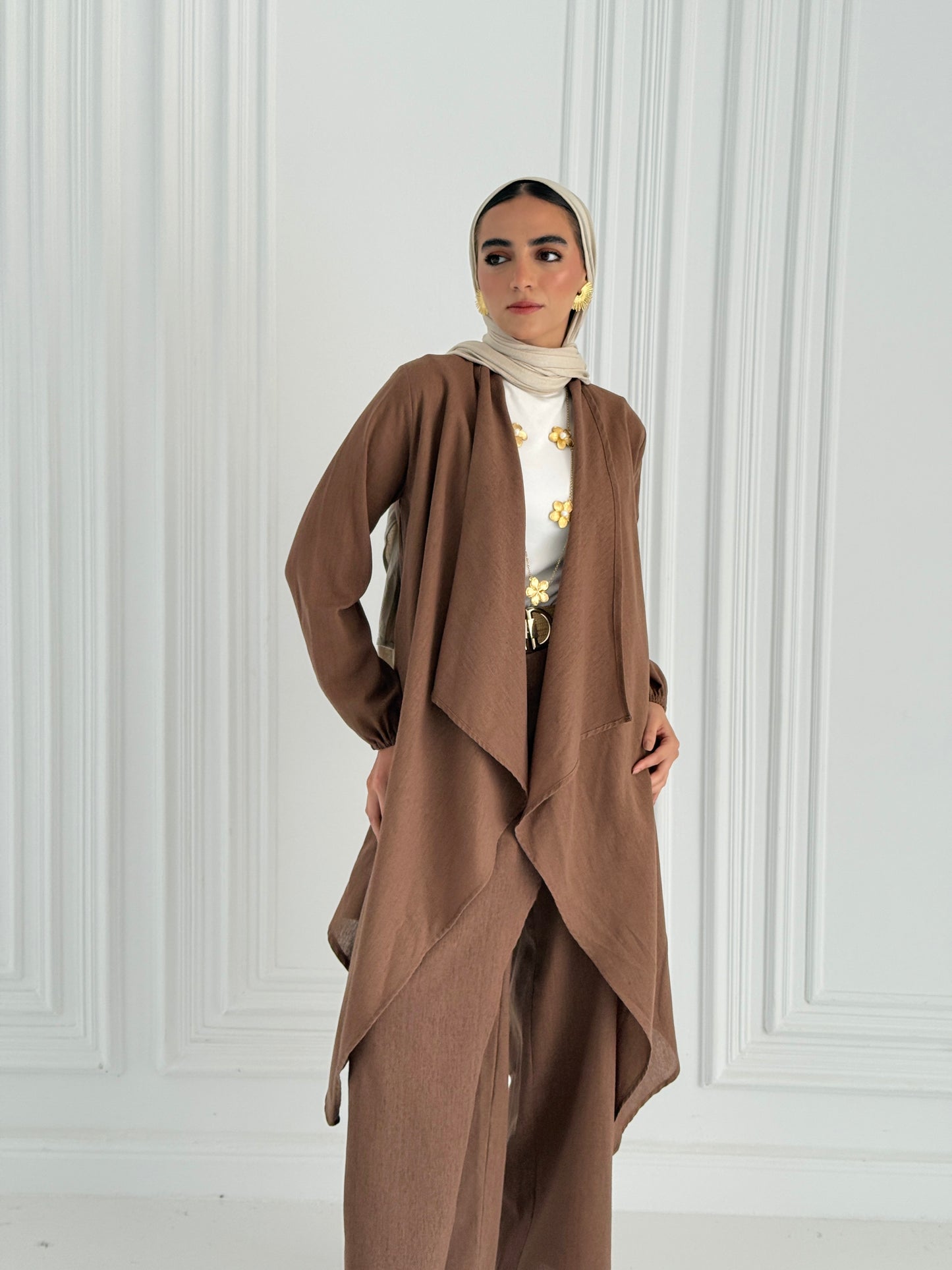 Linen Flowy Set - Brown