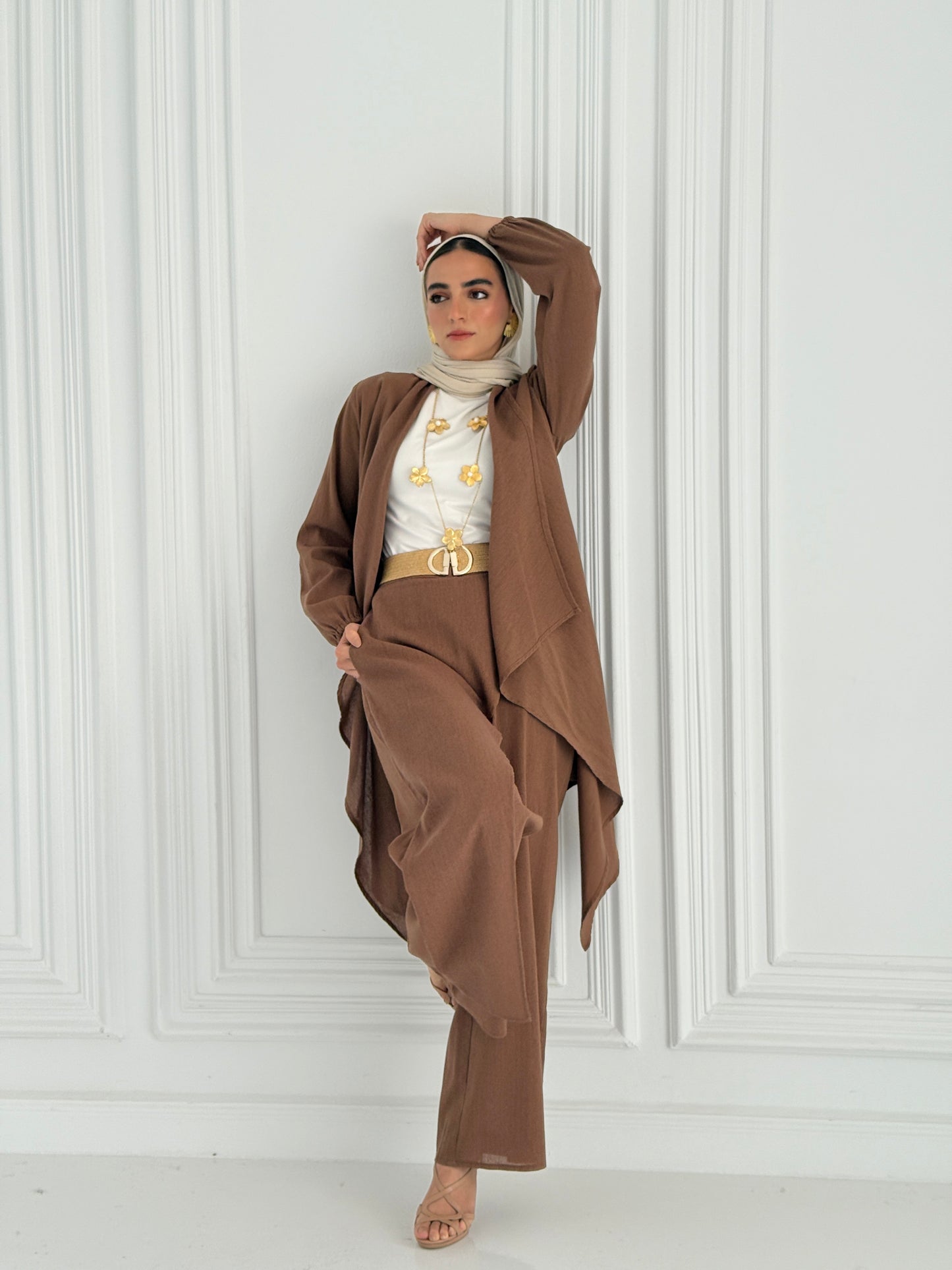 Linen Flowy Set - Brown