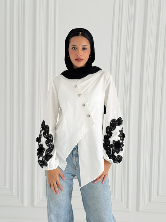 Wrap Embroidered Chemise - off White