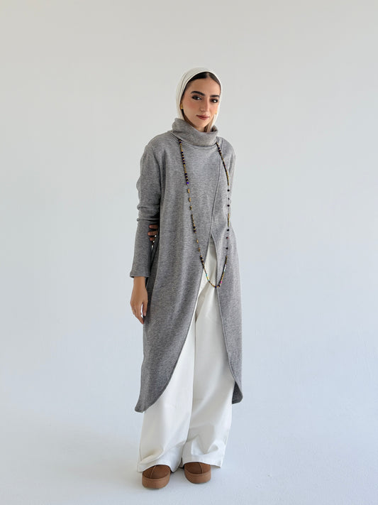 Wrap Knit Pullover - Gray