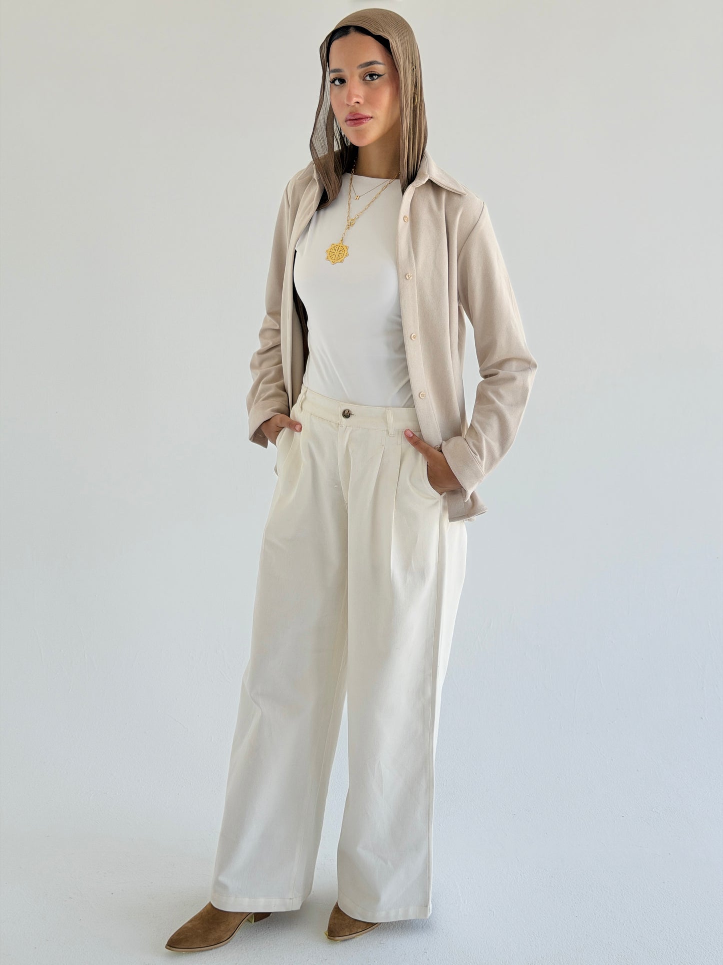 Wide Leg Pants - White
