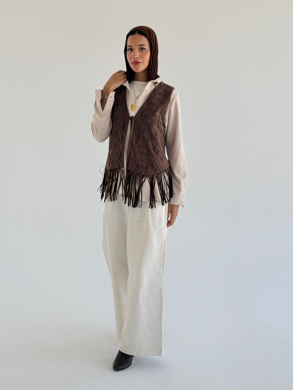Fringes Vest - Brown