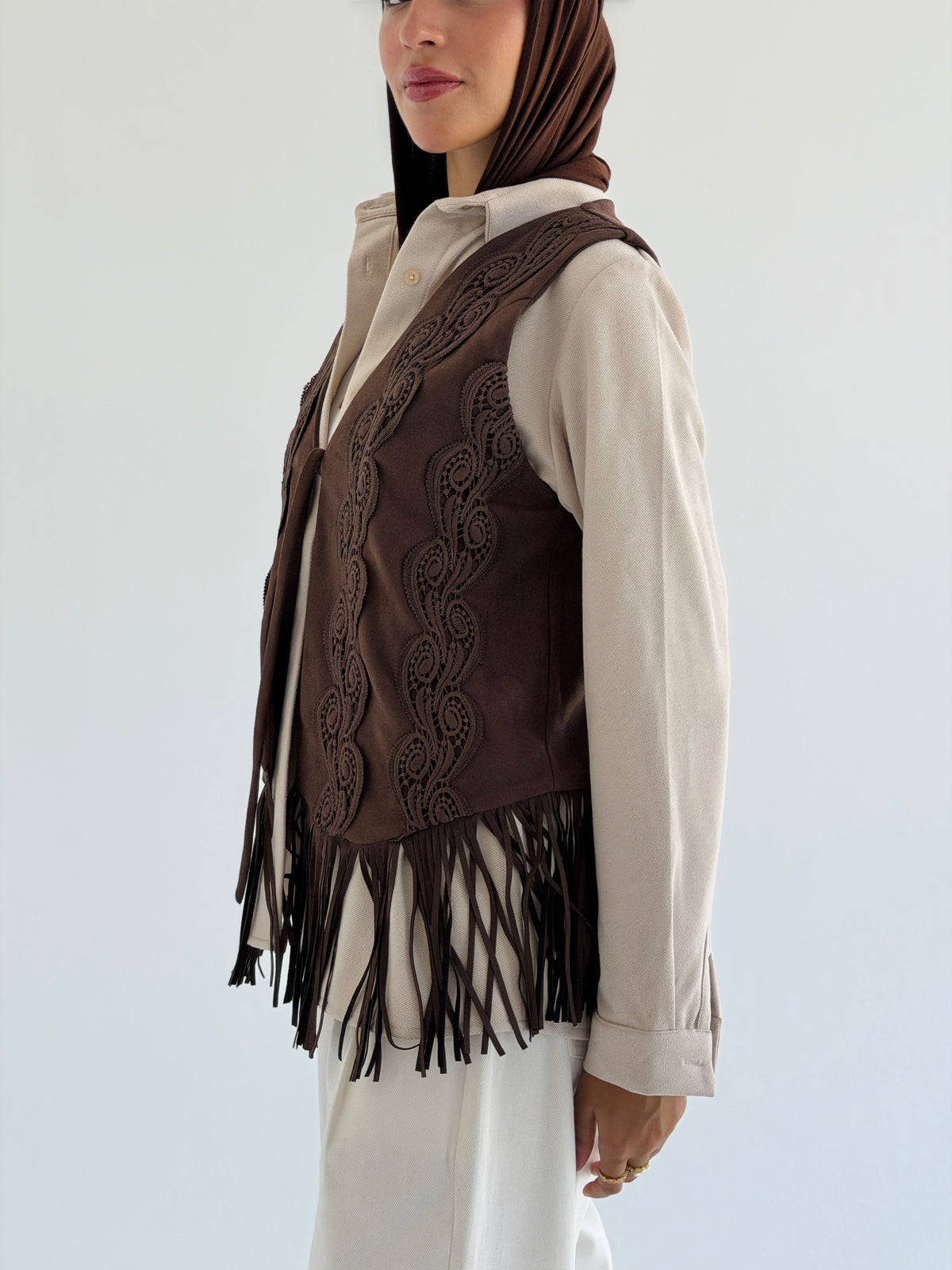Fringes Vest - Brown