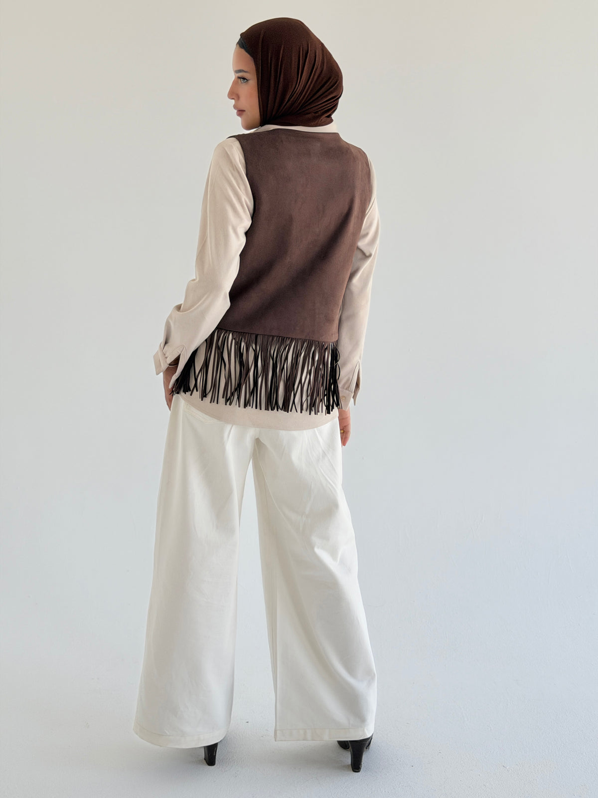 Fringes Vest - Brown