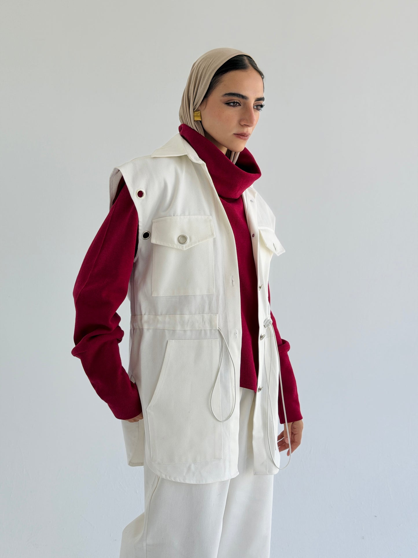 Gabardine vest - Off-white