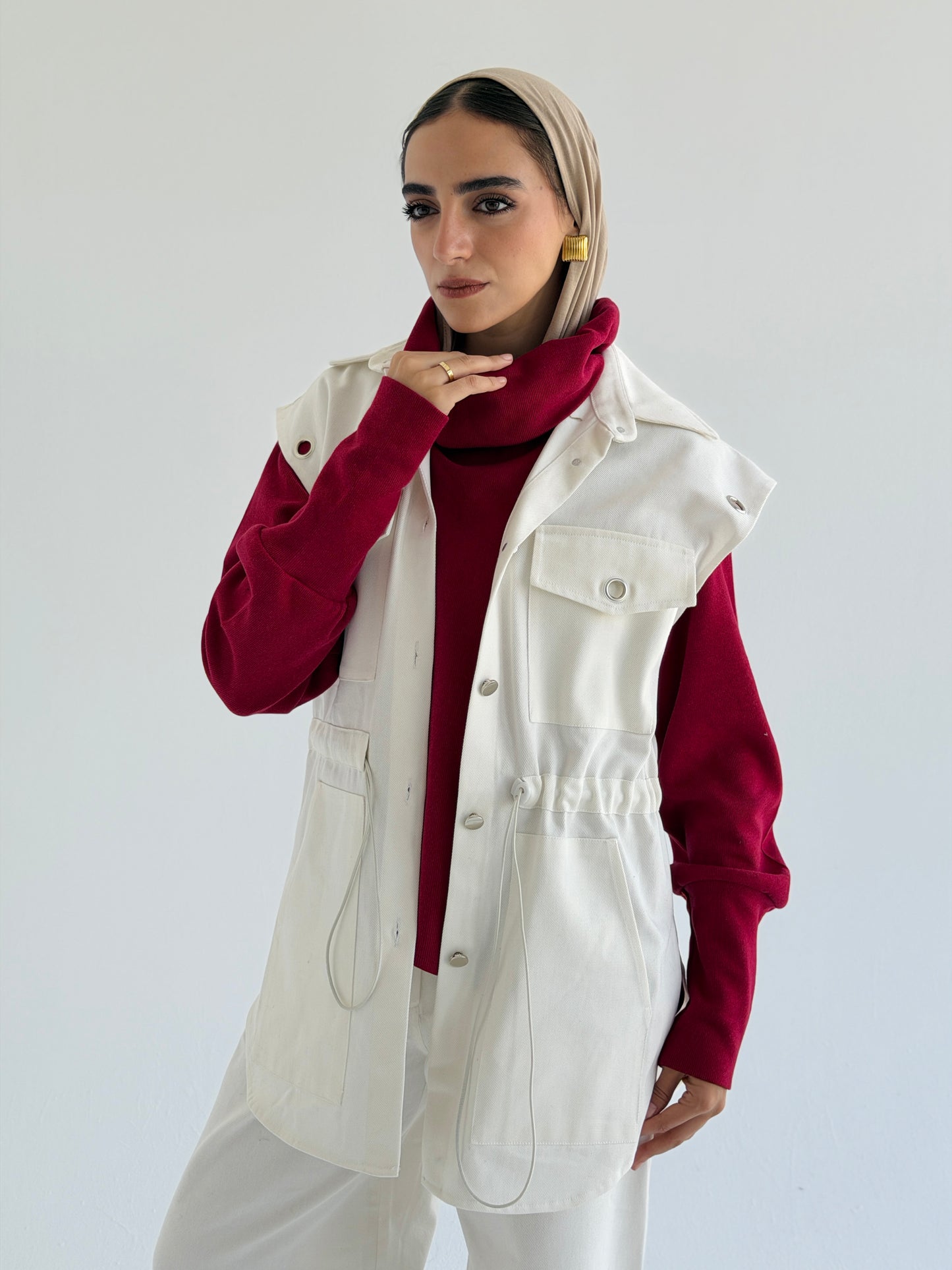 Gabardine vest - Off-white