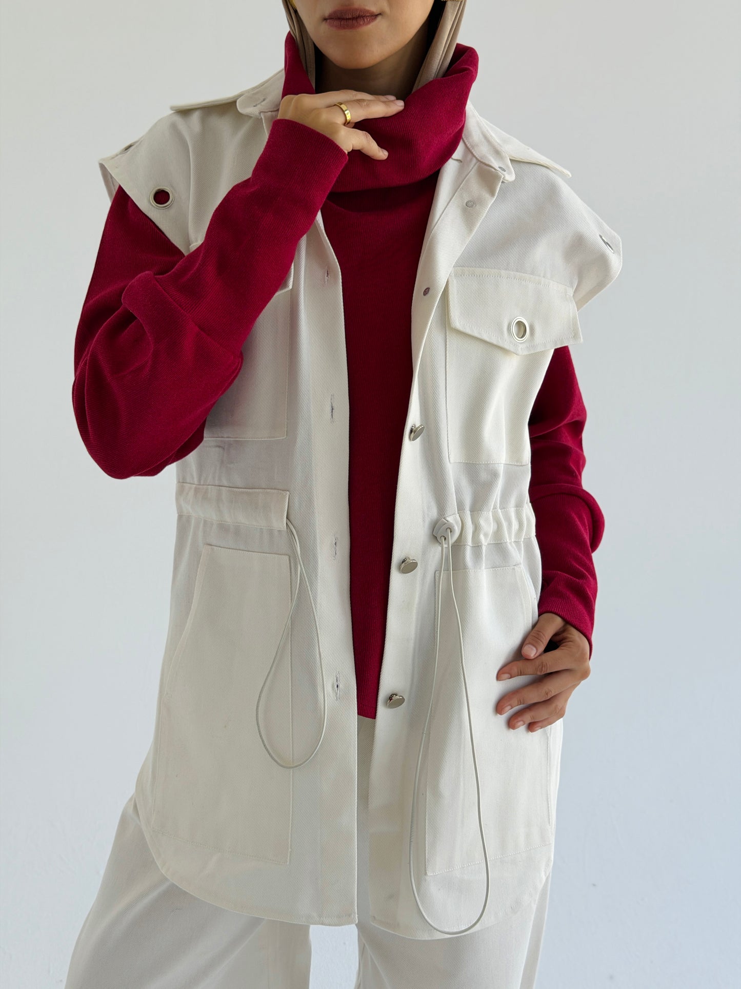 Gabardine vest - Off-white