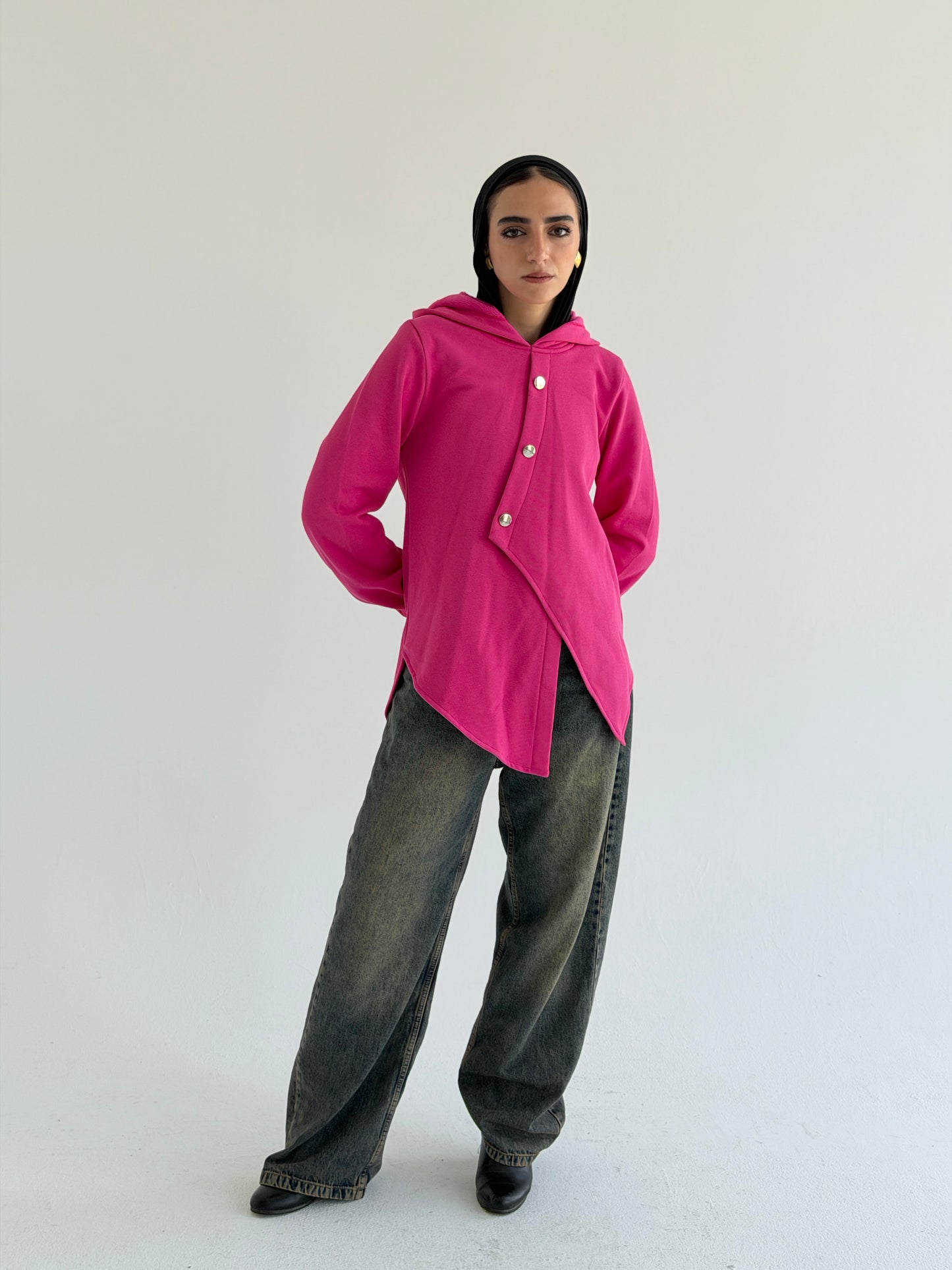 Buttoned Sweatshirt - Fushia