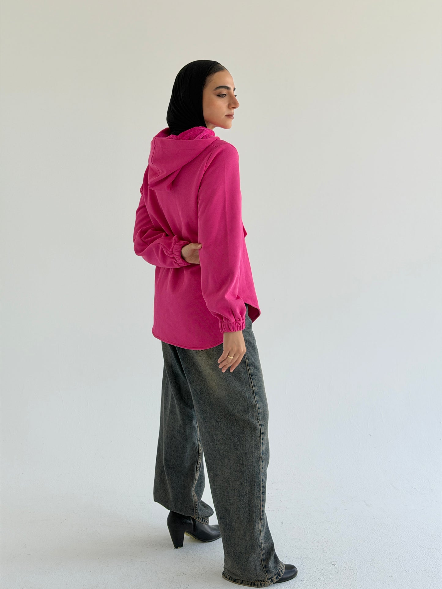 Buttoned Sweatshirt - Fushia