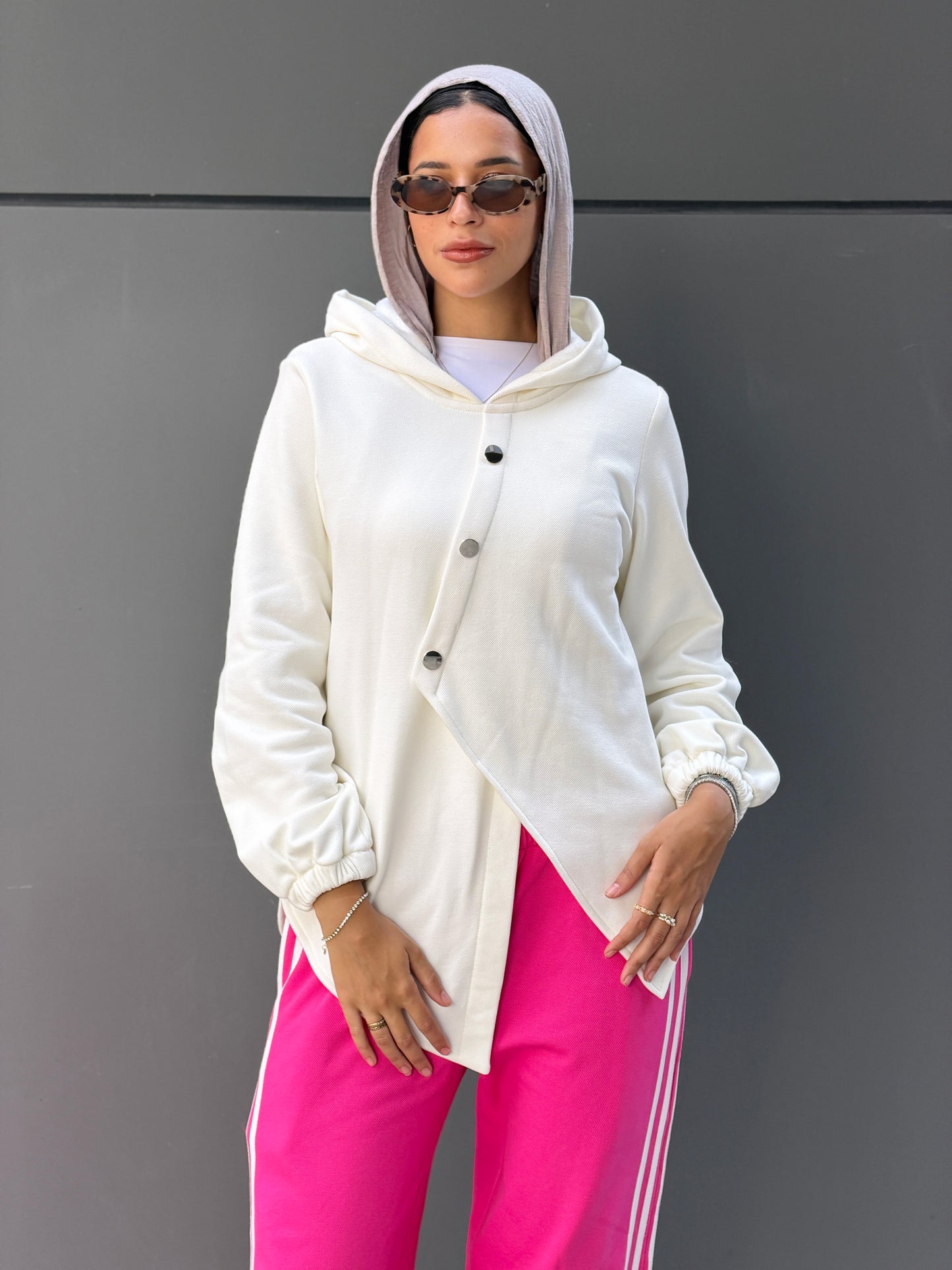 Buttoned Sweatshirt - Offwhite