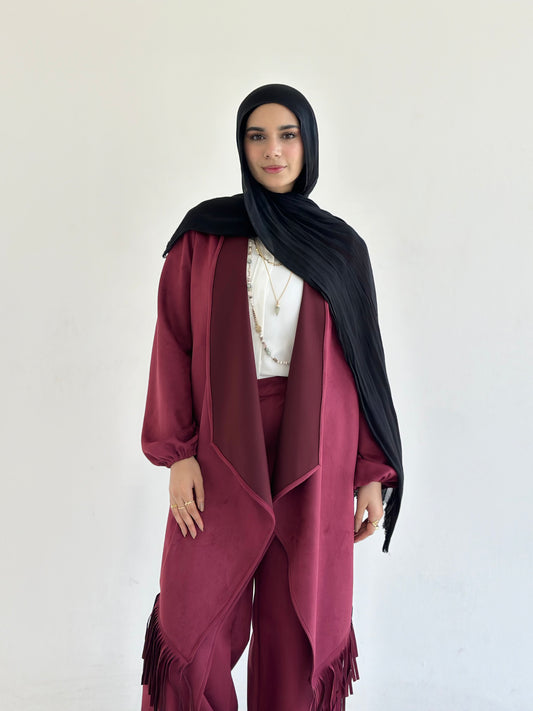 Fringes Cardigan - Burgandy