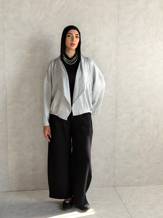 Balloon Knit Cardigan - Gray