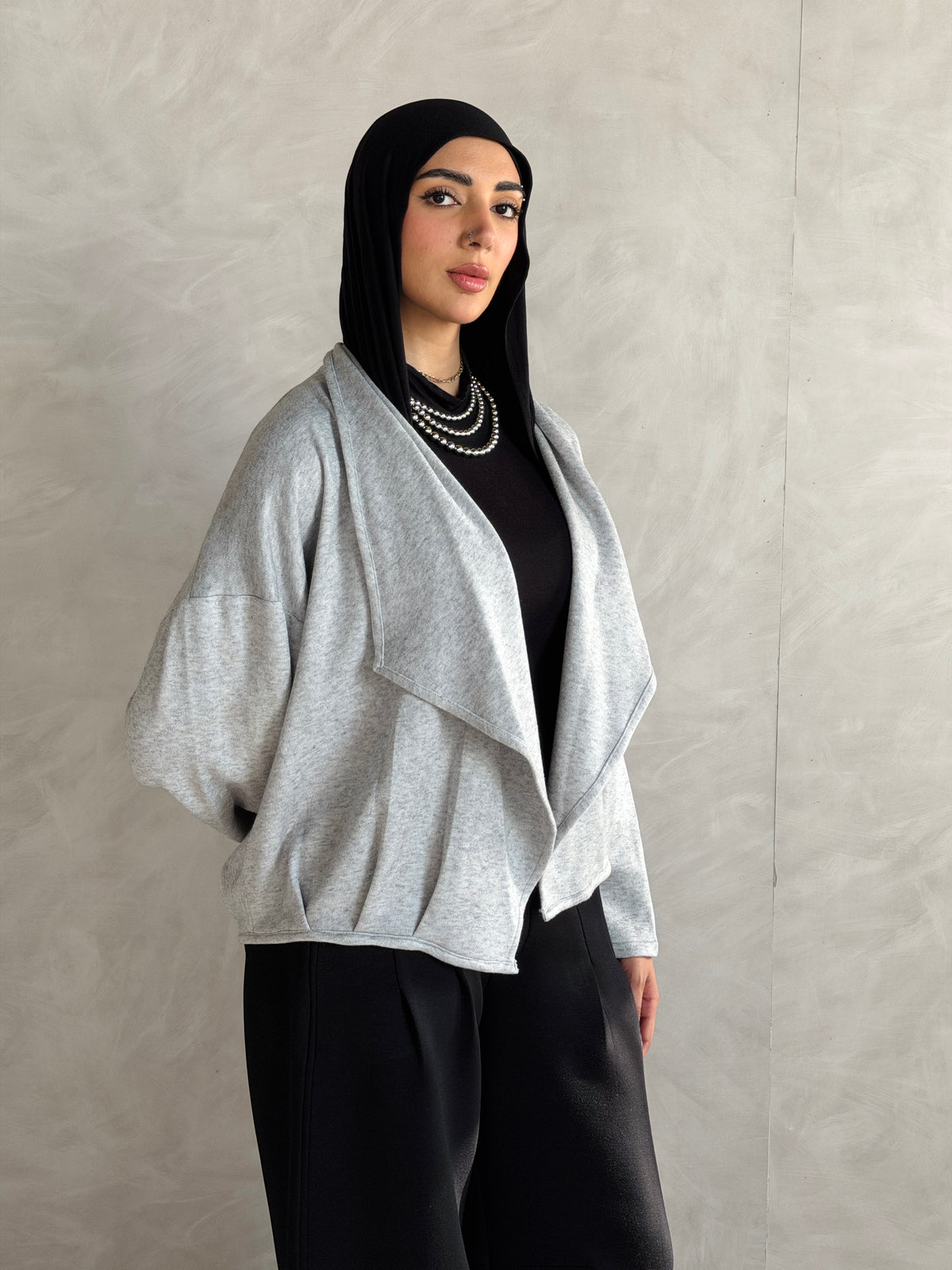 Balloon Knit Cardigan - Gray