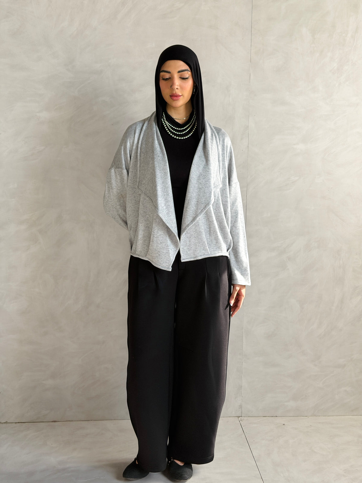 Balloon Knit Cardigan - Gray