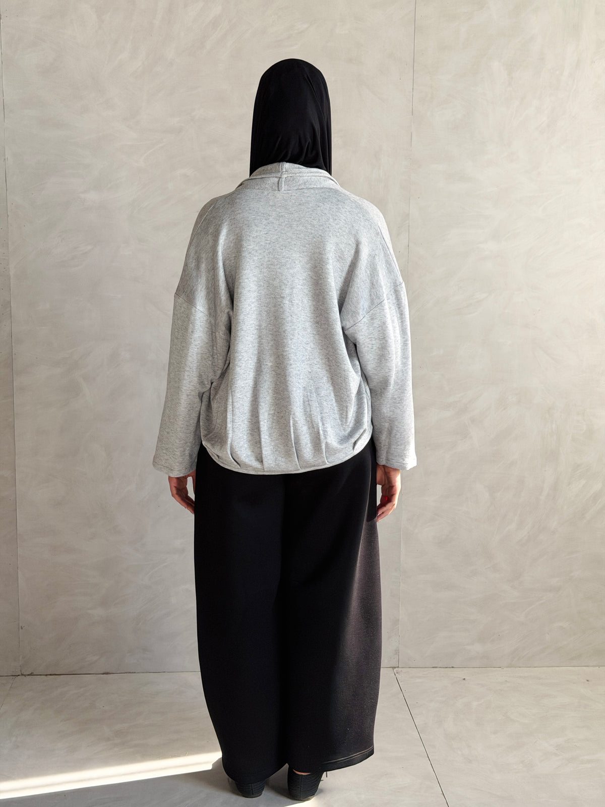 Balloon Knit Cardigan - Gray