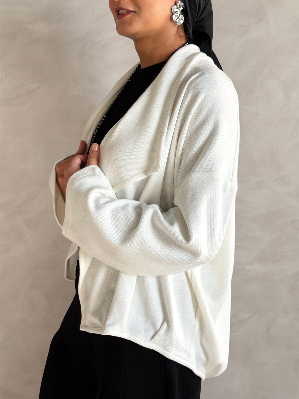 Balloon Knit Cardigan - OffWhite