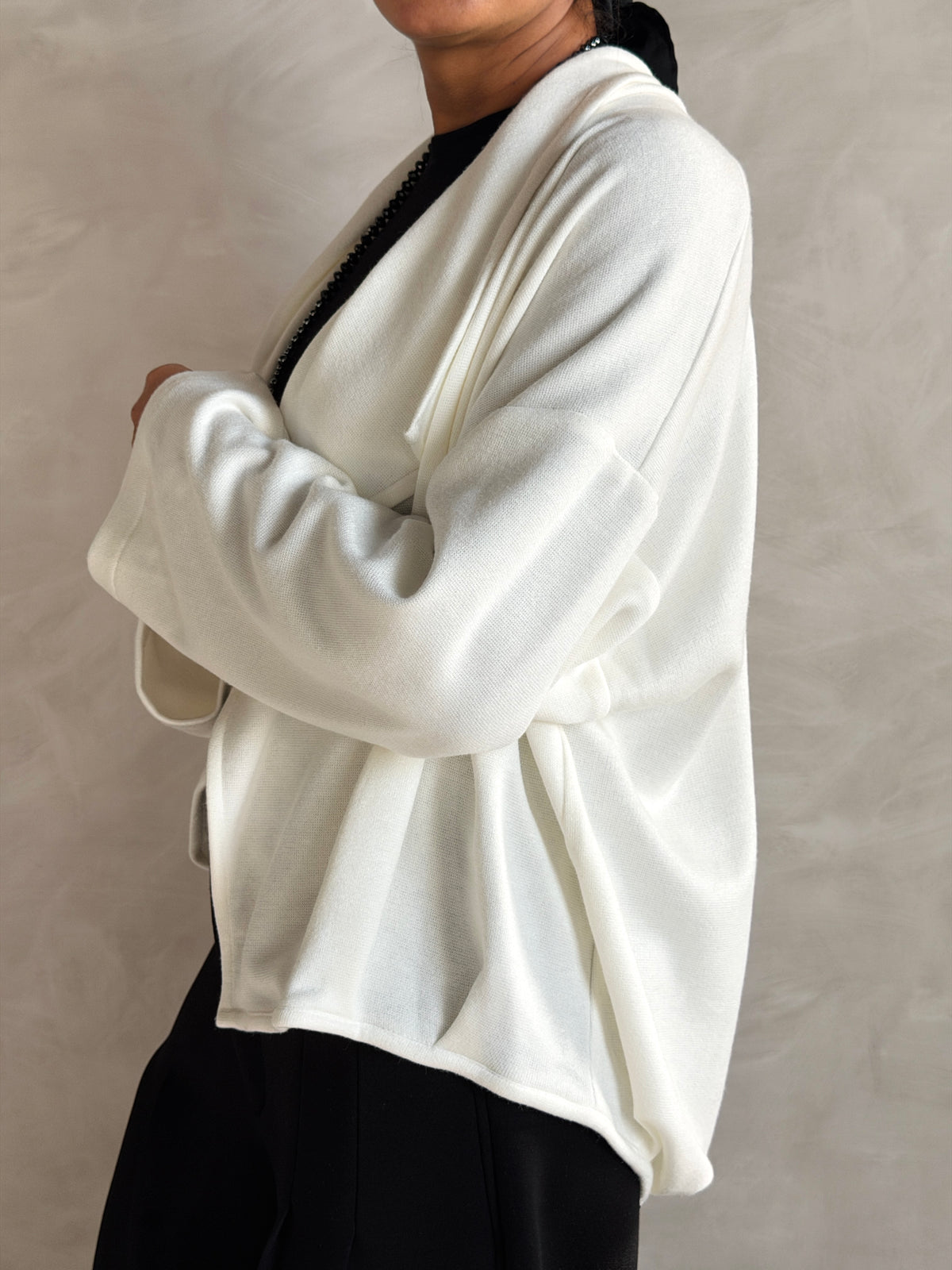 Balloon Knit Cardigan - OffWhite