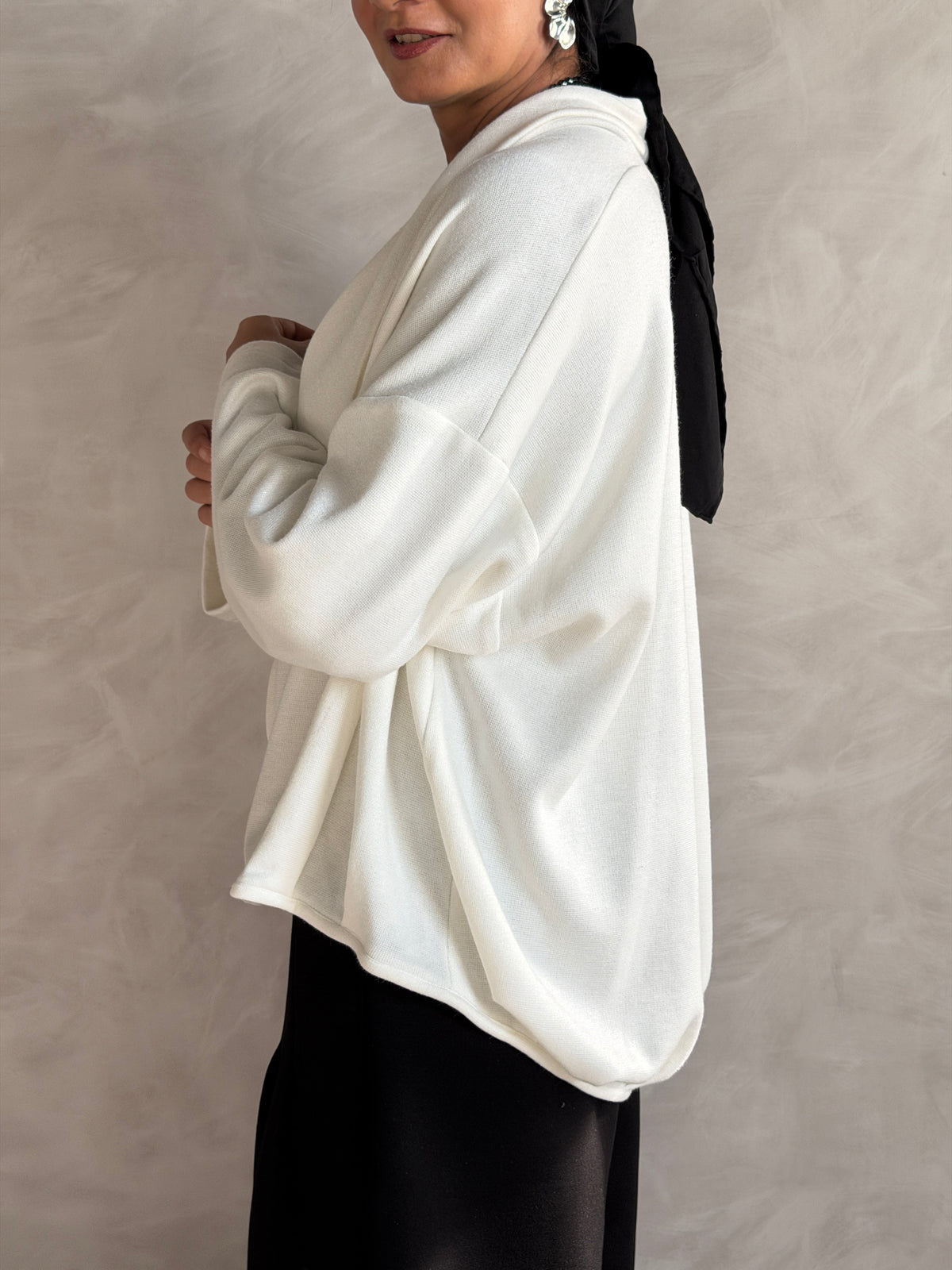 Balloon Knit Cardigan - OffWhite