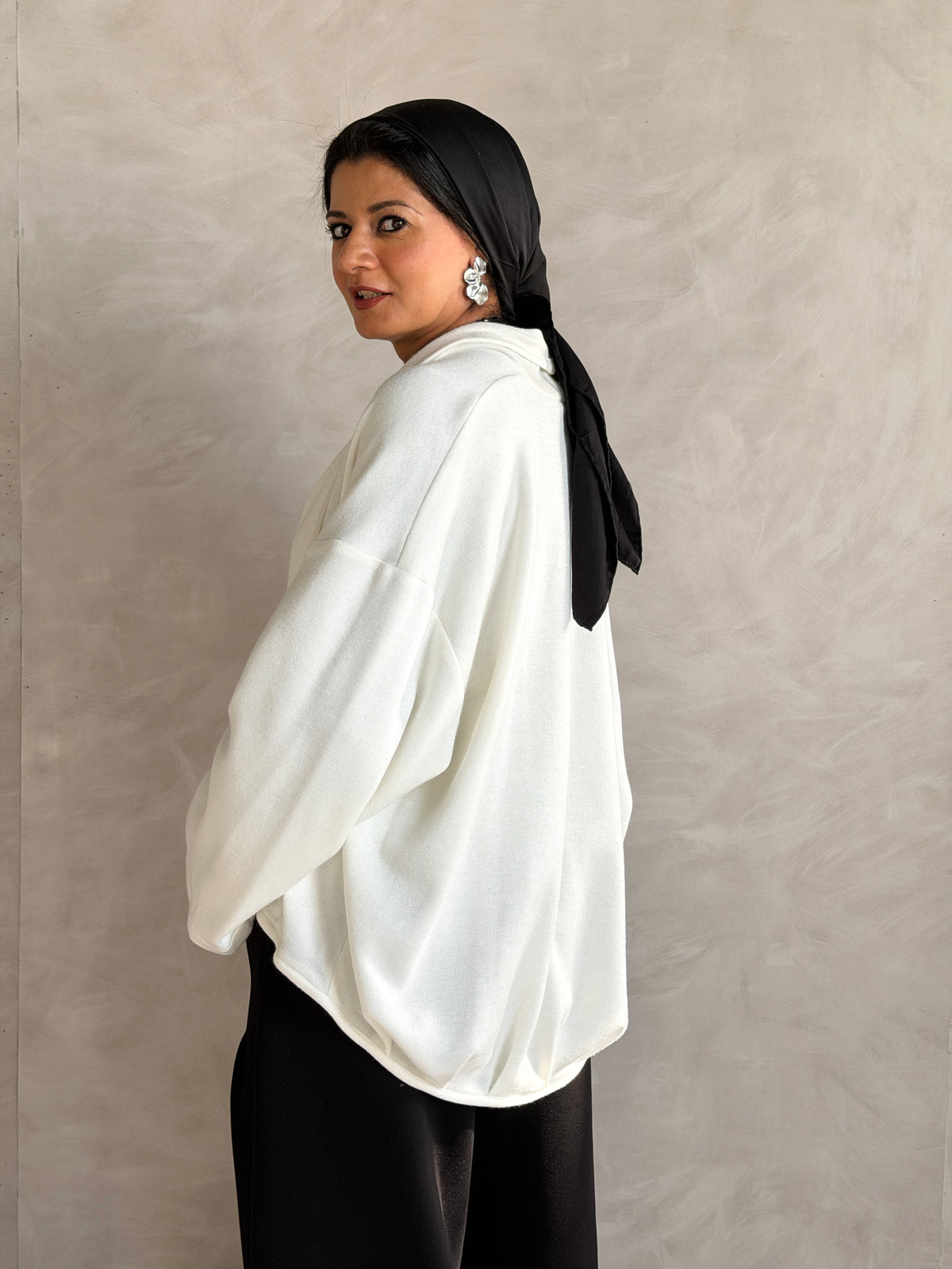 Balloon Knit Cardigan - OffWhite