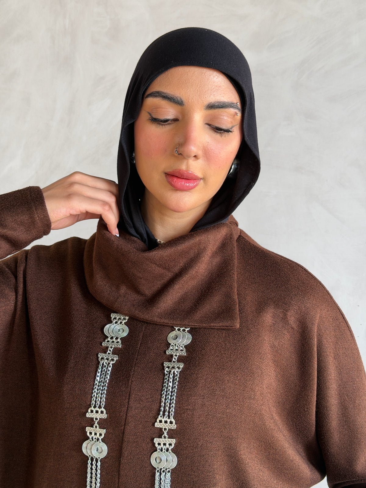 Asymmetric knit Top - Brown