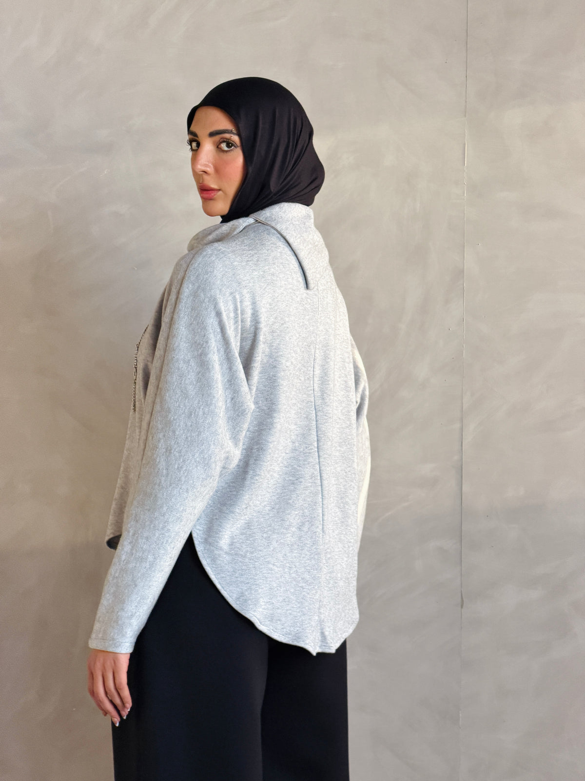 Asymmetric knit Top - Gray