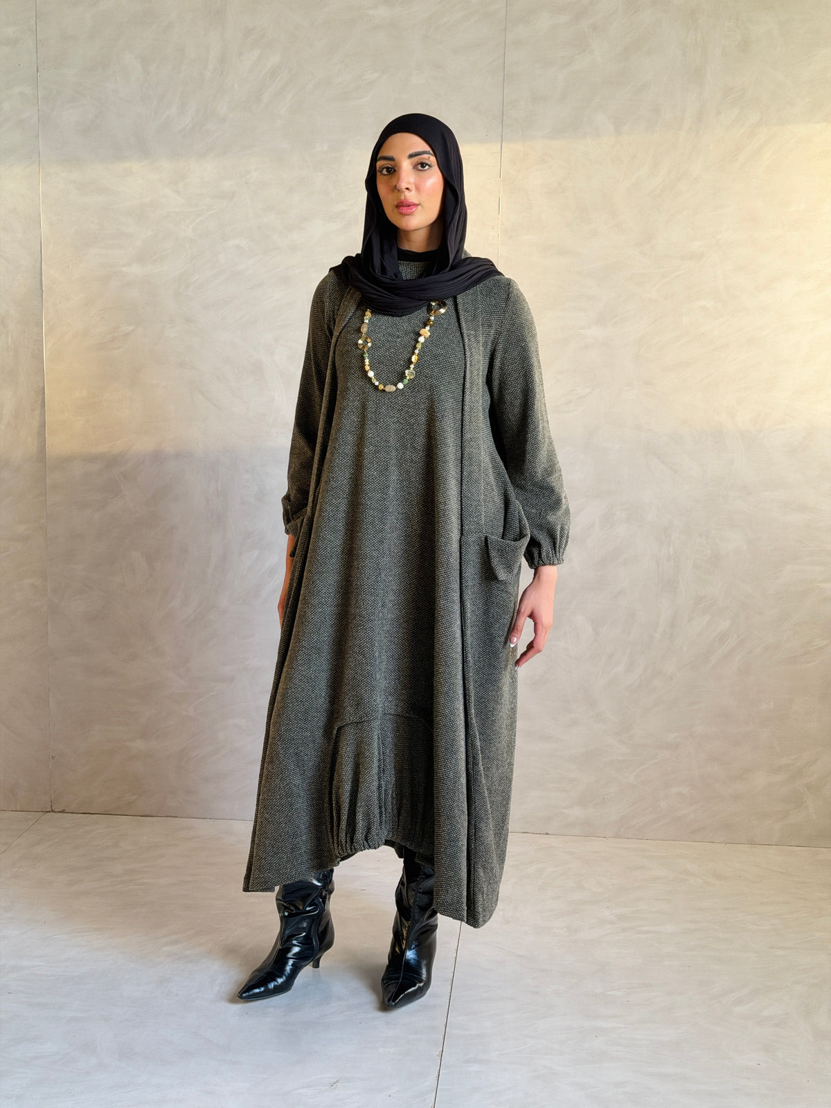 Balloon Dress - Olive