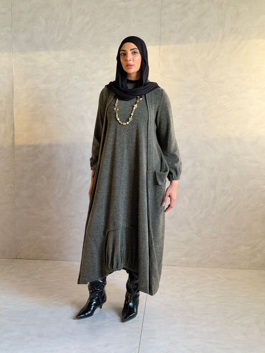 Balloon Dress - Olive