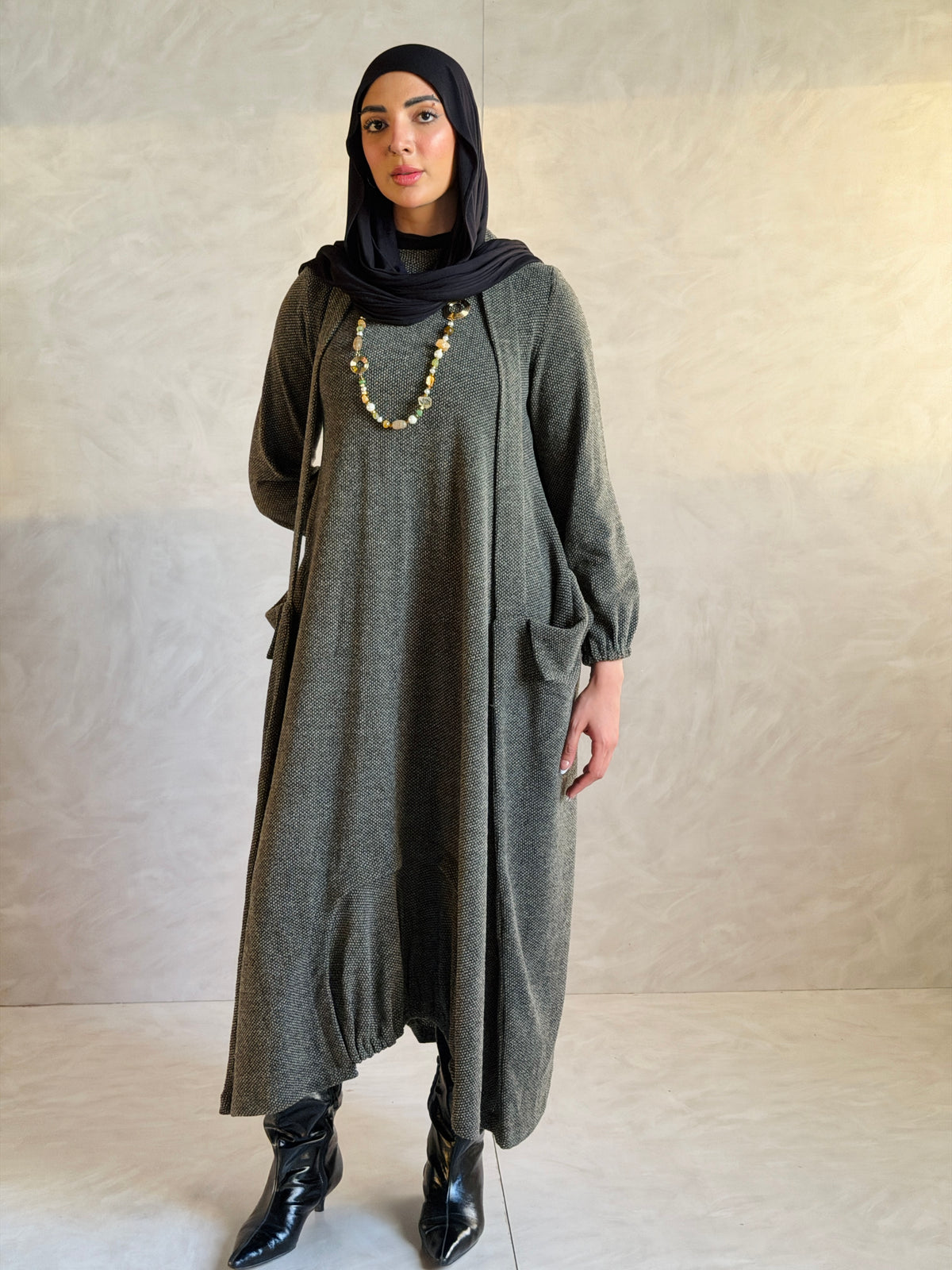Balloon Dress - Olive
