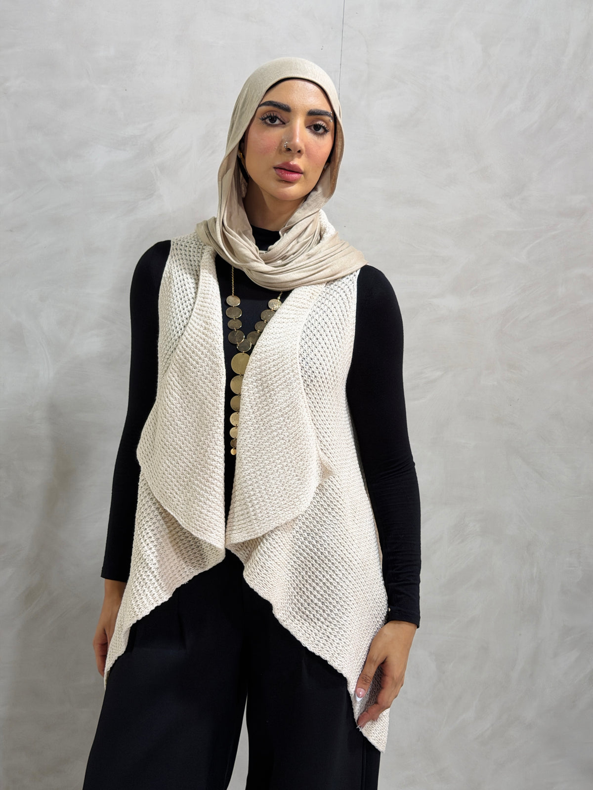 Knit Flow Vest- Beige
