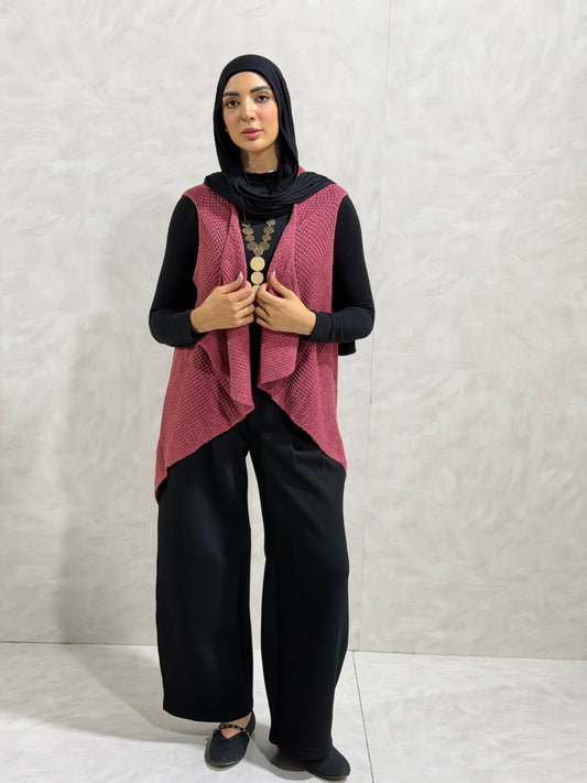 Knit Flow Vest - Mauve Pink