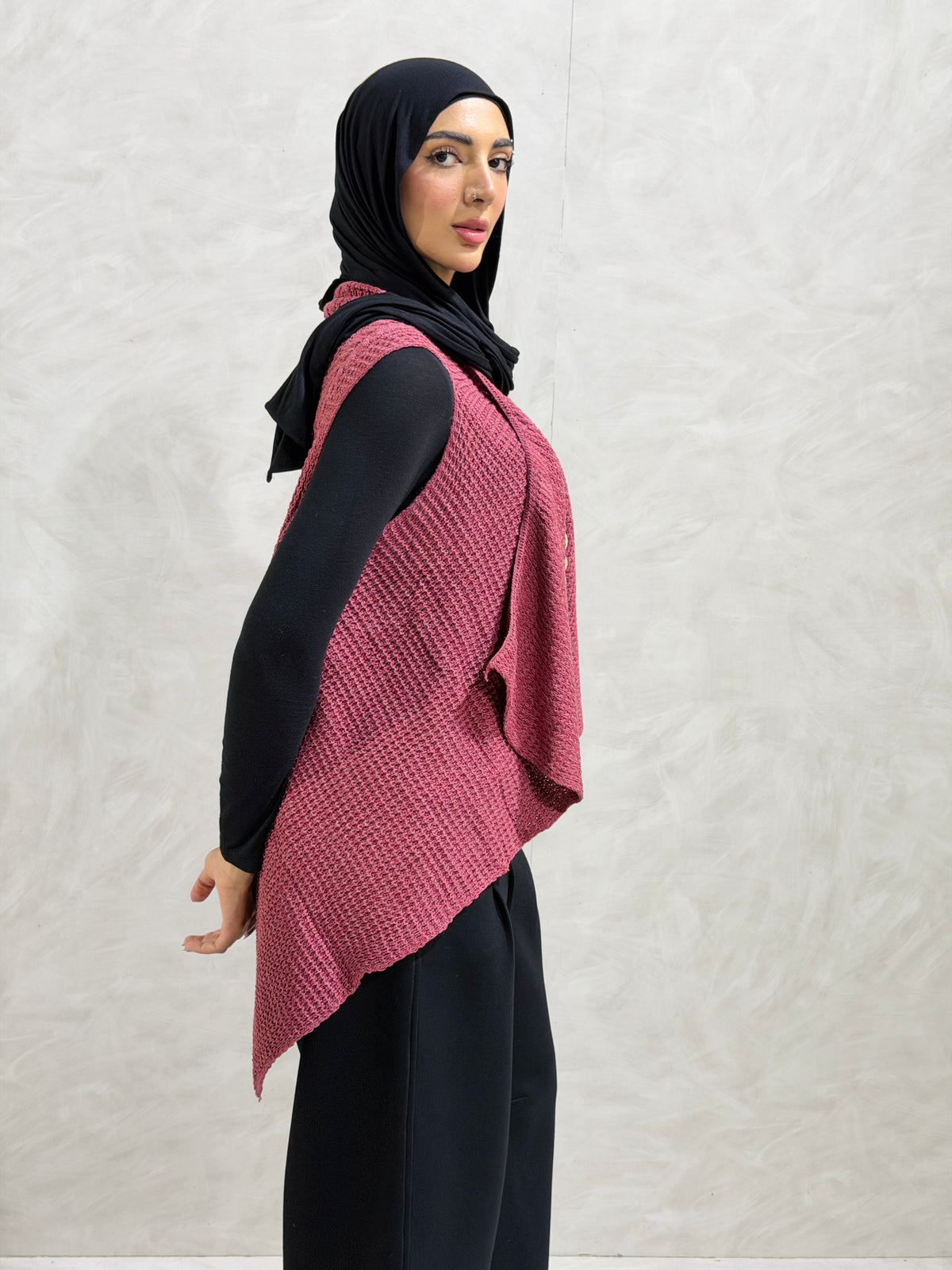 Knit Flow Vest - Mauve Pink
