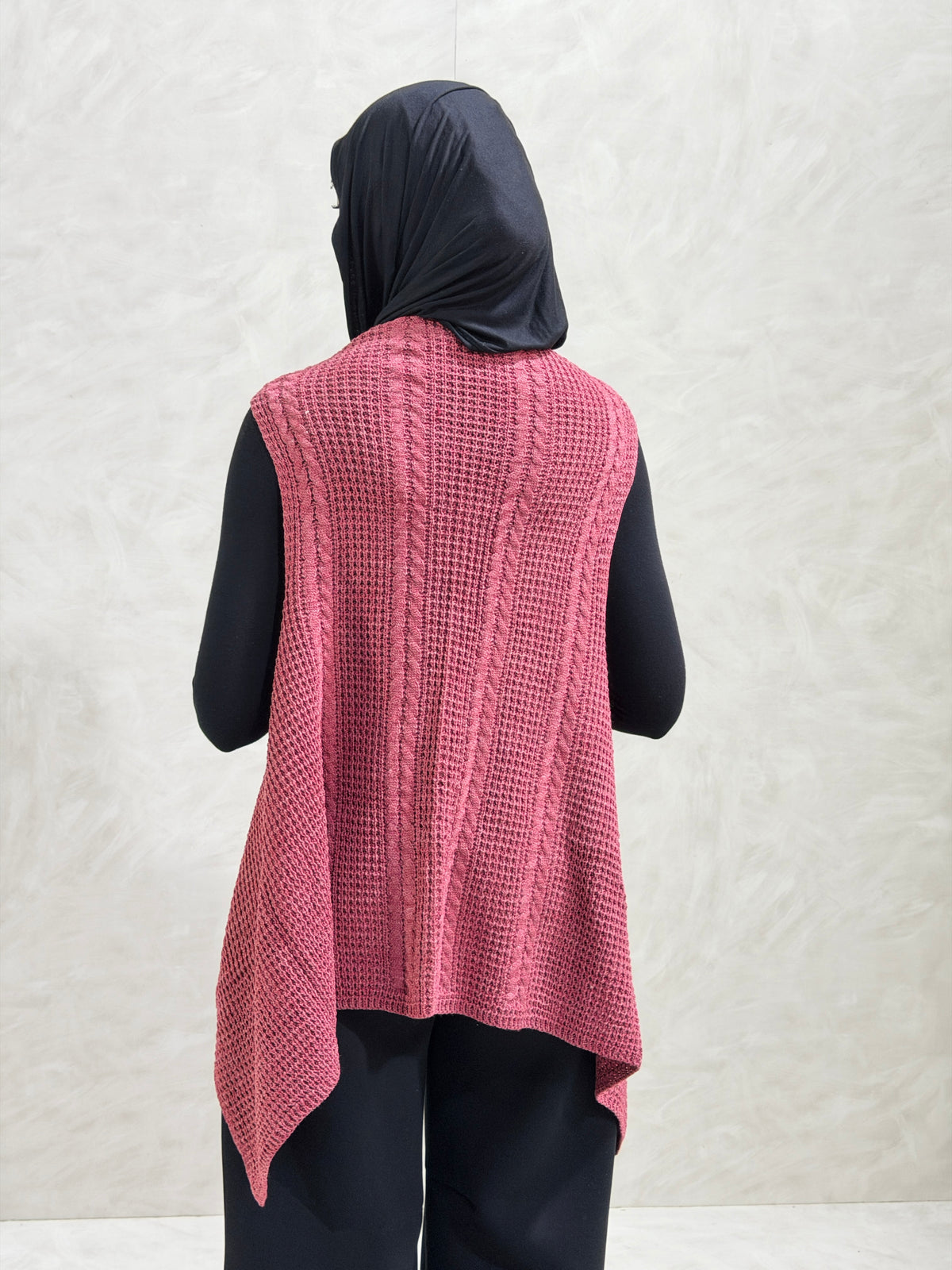 Knit Flow Vest - Mauve Pink