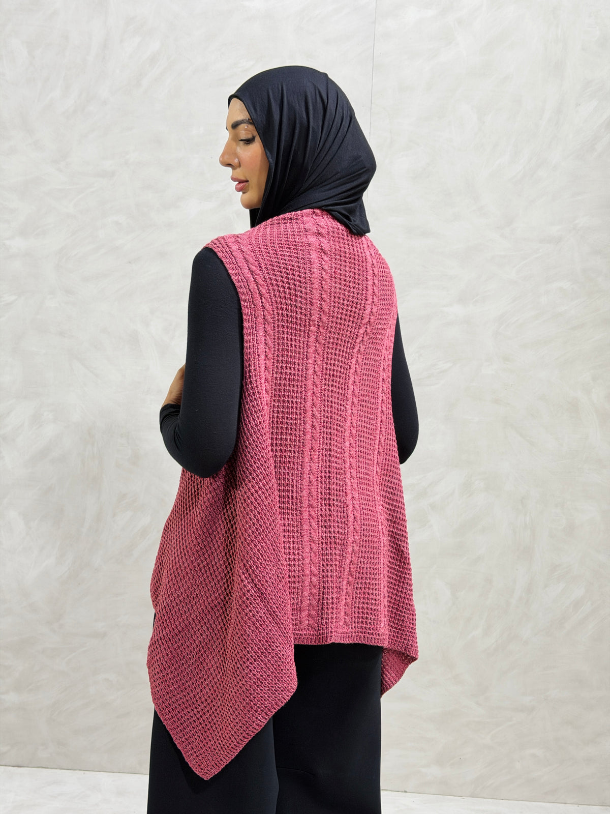 Knit Flow Vest - Mauve Pink
